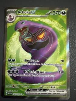 Pokemon TCG Arbok EX Scarlet & Violet Holo Ultra Rare Card 185/165 - Image 1