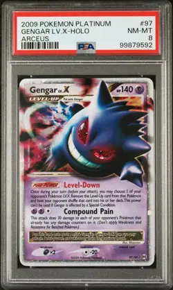 2009 POKEMON PLATINUM ARCEUS #97 GENGAR LV.X-HOLO PSA 8 - Image 1