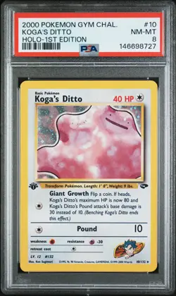 2000 POKEMON GYM CHALLENGE HOLO-1ST EDITION #10 KOGA'S DITTO PSA 8 - Image 1