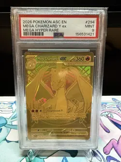 2026 POKEMON ASC EN MEGA CHARIZARD Y ex MEGA HYPER RARE #294 PSA 9 MINT - Image 1