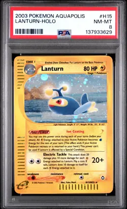2003 POKEMON AQUAPOLIS #H15 LANTURN-HOLO PSA 8 - Image 1
