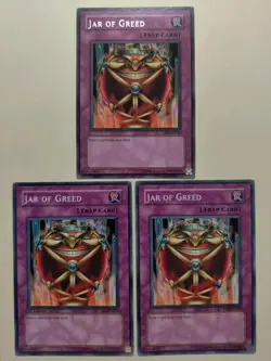 3x Jar of Greed DB1-EN242/SD3/YSD Rare/C LP - Image 1