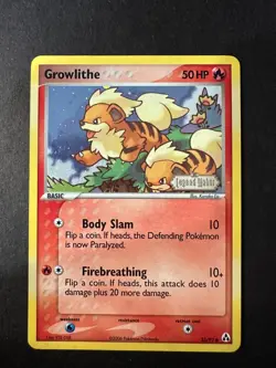 Pokemon - Growlithe 55/92 Reverse Holo Rare Stamped - EX Legend Maker NM - Image 1