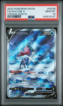 Pokemon Suicune V Full Art GG38/GG70 Crown Zenith #GG38 GEM MINT PSA 10 - Image 1