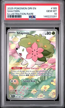 2025 POKEMON DRI EN-DESTINED RIVALS ILLUSTRATION RARE #185 SHAYMIN PSA 10 - Image 1