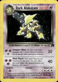Dark Alakazam 1/82 Holo Rare Team Rocket Pokemon Unlimited Holo Damaged - Image 1