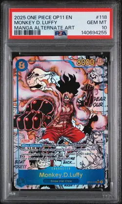 2025 ONE PIECE OP11-A FIST OF DIVINE SPEED #118 MONKEY D. LUFFY PSA 10 - Image 1