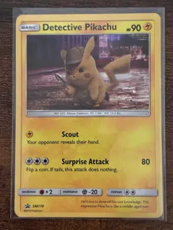 Pokemon Detective Pikachu SM170 Promo Holo English Basic 90 HP Card - Image 1