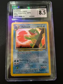 CGC Graded 8.5 2001 Pokemon NEO Discovery Politoed Holo 8/75 NM/MINT+ - Image 1