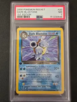 2000 POKEMON ROCKET 1ST EDITION #20 DARK BLASTOISE NON HOLO PSA 7 - Image 1