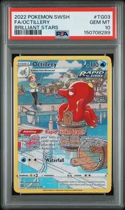 2022 Pokemon SWSH Brilliant Stars #TG03/TG30 Octillery Full Art PSA 10 - Image 1
