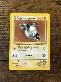 Pokemon TCG Lt. Surge's Magnemite Gym Heroes 80/132 Unlimited Common Card - NM - Image 1