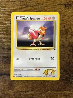 Pokemon TCG Lt. Surge's Spearow Gym Heroes 52/132 Unlimited Card - NM - Image 1