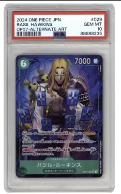 Bandai One Piece Basil Hawkins OP07-029 Alternate Art Holo PSA 10 JP 2024 - Image 1