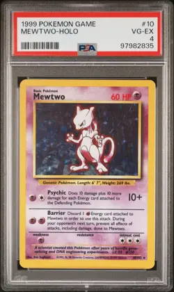 1999 POKEMON GAME 10 MEWTWO - HOLO 60 HP 10+ 10/102 PSA 4 2835 - Image 1