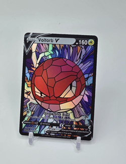 Custom HOLO STAINED GLASS Voltorb Card Holo Voltorb READ DESCRIPTION BELOW - Image 1