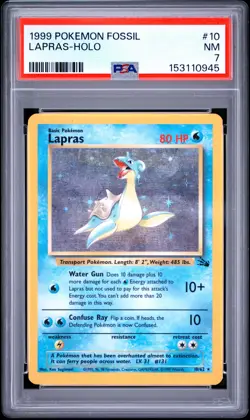 1999 POKEMON FOSSIL #10 LAPRAS-HOLO PSA 7 - Image 1