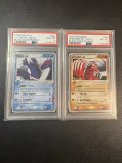 2006 POKEMON BLACK STAR PROMOS#037 KYOGRE EX#038 GROUDON EX PSA 8 Sequential Set - Image 1