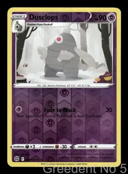 Dusclops 061/172 Uncommon Brilliant Stars Pokemon Reverse Holo Lightly Played - Image 1