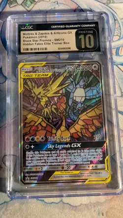 CGC Pristine 10 Moltres Zapdos Articuno GX SM210 Graded 2019 Pokemon English - Image 1