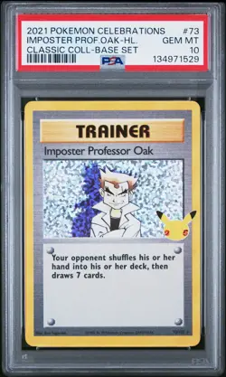 2021 POKEMON CELEBRATIONS CLASSIC COLL #73 IMPOSTER PROFESSOR OAK-HOLO PSA 10 - Image 1