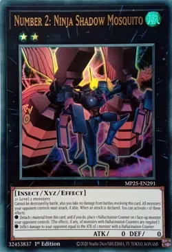 MP25-EN291 NUMBER 2: NINJA SHADOW MOSQUITO ULTRA RARE 1ST EDITION YuGiOh CARD - Image 1