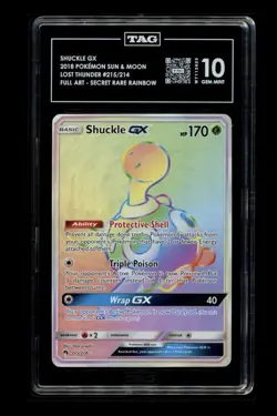 Pokemon Card TAG 10 Shuckle GX 215/214 Lost Thunder POP 2 - Image 1