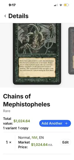 Magic The Gathering Chains of Mephistopheles LEG Enchantment Black Rare English - Image 4