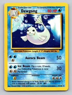 Dewgong 25/102 Uncommon Base Set Unlimited Pokemon NM - Image 1