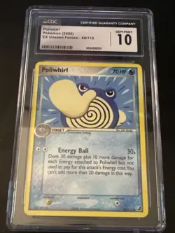 CGC 10 GEM MINT Poliwhirl 68/115 Pokemon TCG Ex Unseen Forces CGC 10 - Image 1