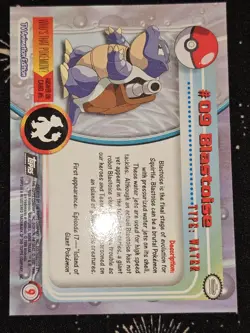 Blastoise #09, Pokemon TCG Black Logo Topps TV Animation Edition, Reg, LightPlay - Image 2