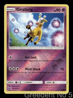 Girafarig 94/214 Uncommon Lost Thunder Pokemon Reverse Holo Near Mint - Image 1