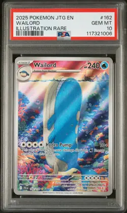 2025 POKEMON JTG EN-JOURNEY TOGETHER ILLUSTRATION RARE #162 WAILORD PSA 10 - Image 1