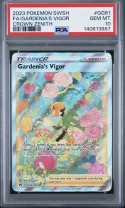 POKEMON SWORD SHIELD CROWN ZENITH GG61 FULL ART/GARDENIA'S VIGOR PSA 10 New Cert - Image 1