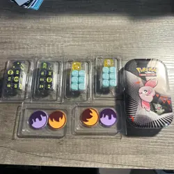 4 Pokemon TCG Sealed Playing Dice sets including tin - Image 1