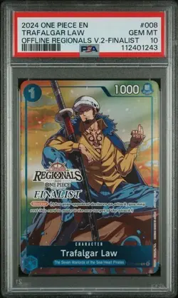 PSA 10 One Piece Card Game Trafalgar Law ST03-008 Offline Regional Finalist - Image 1