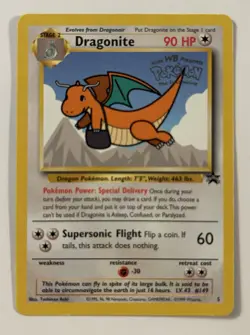 Pokemon Dragonite Black Star #5 1999 WB First Movie Promo Card WOTC LP - Image 1