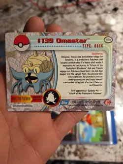 Omastar #139 -Pokemon Topps Card TV Animation Series 3 - Non Holo - Blue Logo NM - Image 2