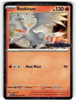 Reshiram (Stellar Crown Stamped) Miscellaneous Cards & Products Holo 022/142 - Image 1