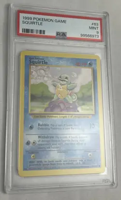PSA 9 Squirtle 63/102 Pokemon Base Set 1999 Non Holo Card - Image 1