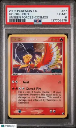 2005 Pokemon EX Unseen Forces Ho-Oh Holo Unseen Forces-Cosmos PSA 6 27/115 - Image 1