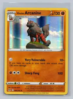 Hisuian Arcanine 084/196 Holo Rare Lost Origin Pokemon NM - Image 1
