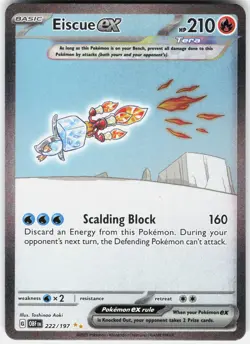 Pokemon Eiscue ex 222/197 Special Illustration Rare Obsidian Flames Pokemon NM - Image 1