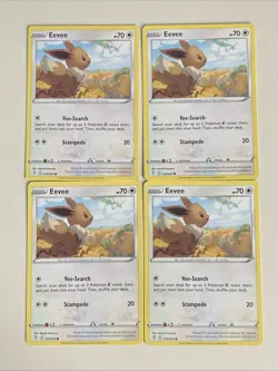 Pokemon - Eevee x 4 - 125/203 NM - Evolving Skies - Plus Free Holo Card - Image 1