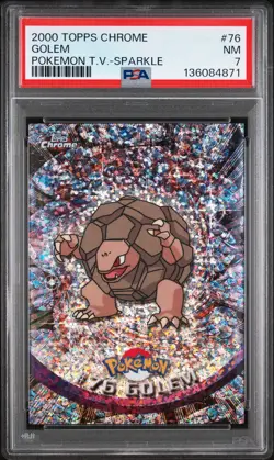 2000 TOPPS CHROME POKEMON T.V. SPARKLE #76 GOLEM PSA 7 - Image 1