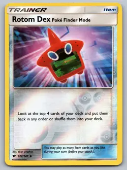 Rotom Dex Poke Finder Mode 122/147 Burning Shadows Pokemon Reverse Holo LP - Image 1