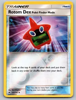 Rotom Dex Poke Finder Mode 122/147 Burning Shadows Pokemon Reverse Holo NM - Image 1
