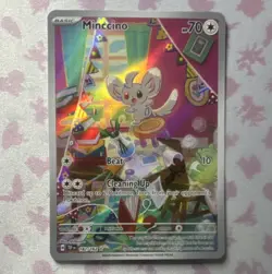 Pokemon Minccino Illustration Rare Holo SV05 Temporal Forces 182/162 70 HP Eng - Image 1
