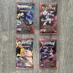 Pokemon: DESTINED RIVALS Booster Pack Art Set Bundle - Set of 4 New Sealed Packs - Image 1