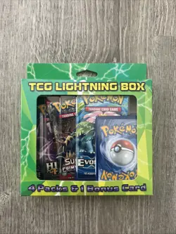 Pokemon:TCG Lightning Box: 4 Packs + Promo- Evolutions, Hidden Fates, SSRC, SMCI - Image 1